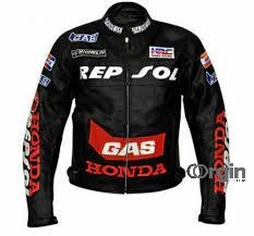Black Honda Motorbike  Leather Jacket
